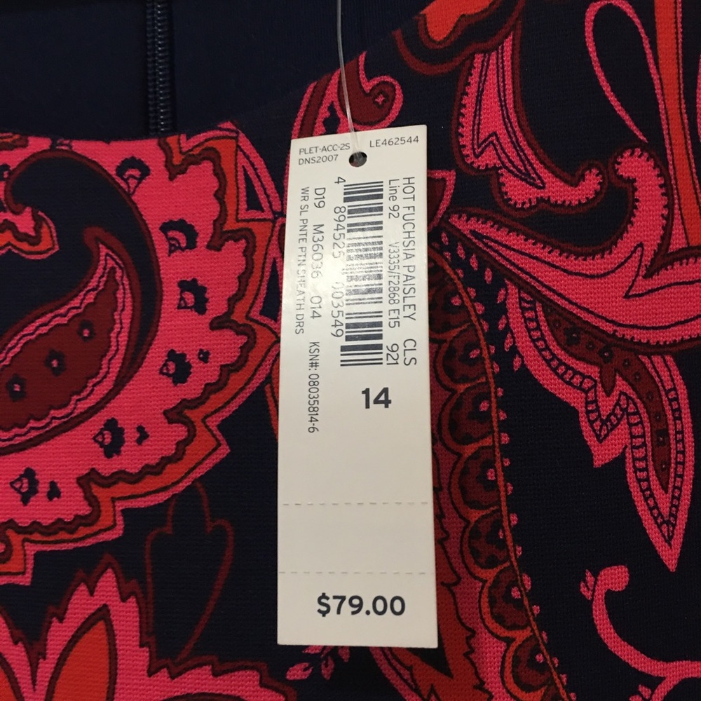 Lands' End Pink and Navy Paisley Dress